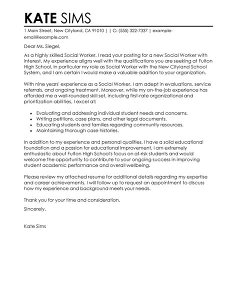 Example of cover letter for social service worker